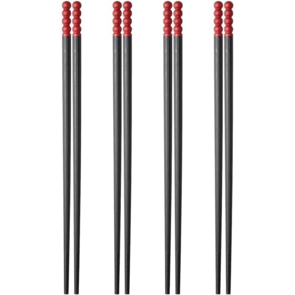 Reusable 9 inch Chopsticks, Red & Black. 4 Pairs Decorative New - Picture 3 of 3